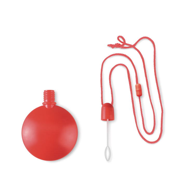 Flacon à  bulles de forme ronde avec cordon et boucle de sécurité. 30 ml.-Rouge-8719941026346-1