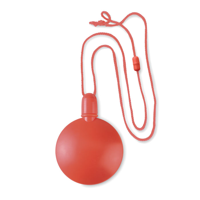 Flacon à  bulles de forme ronde avec cordon et boucle de sécurité. 30 ml.-Rouge-8719941026346