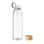 Bouteille en verre avec couvercle en bambou et support en TPU.  Ne convient pas aux boissons gazeuses.  Contenance : 500 ml. Sans fuite.-Transparent-8719941053298-3