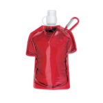 Gourde pliable en forme de T-shirt avec mousqueton. Sans BPA. Capacité 480 ml.-Rouge-8719941023826