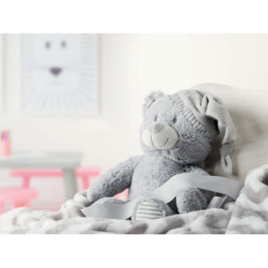 Grand nounours en peluche avec couverture. Présenté dans une boîte blanche de présentation pliable. Taille de la couverture 90x75.-Gris-8719941046627-4