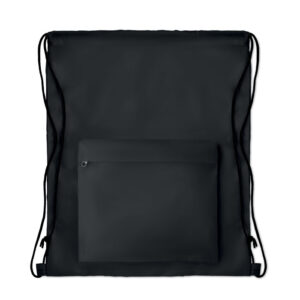 Grand sac cordelette 210D avec pochette zippée sur le devant.-Noir-8719941031326-2