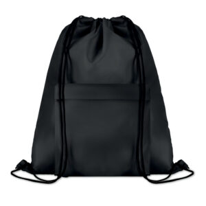 Grand sac cordelette 210D avec pochette zippée sur le devant.-Noir-8719941031326