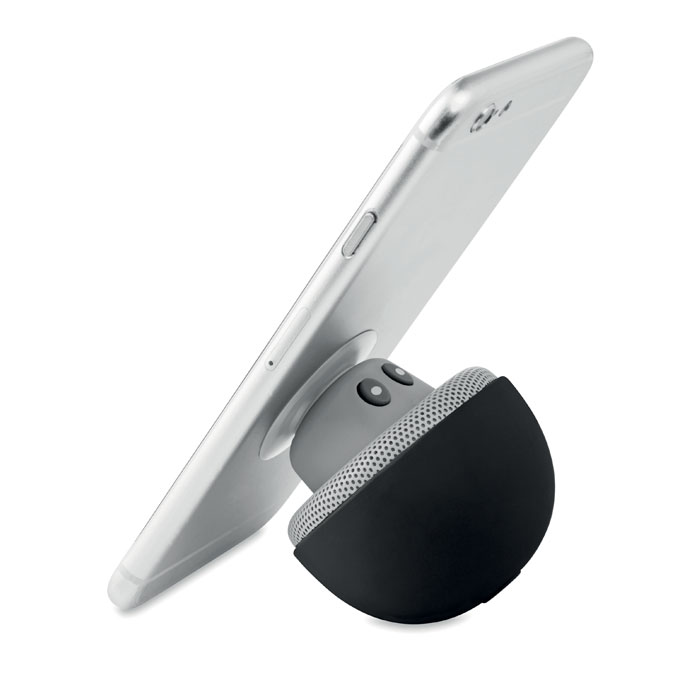 Haut-parleur téléphone sans fil 5.0  forme champignon en ABS avec ventouse. Pile rechargeable lithium 180 mAh incluse. Câble USB. Sortie 4 Ohm