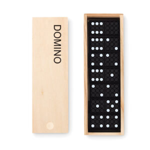 Jeu de domino présenté dans une boîte en bois.-Bois-8719941031623