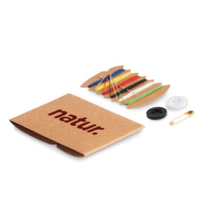 Kit de couture de voyage présenté dans un étui en papier kraft.-Beige-8719941056749-5