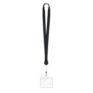 Lanyard en polyester avec Porte-badge extensible et fermeture de sécurité.-Noir-8719941044753-1