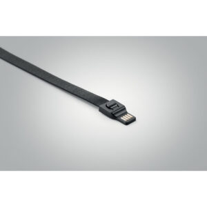 Lanyard en polyester avec câble de chargement avec USB-A vers Micro-B (broche 2 en 1) et type C. Comprend un étui de protection avec clé ou Porte-badge.-Noir-8719941047594-1