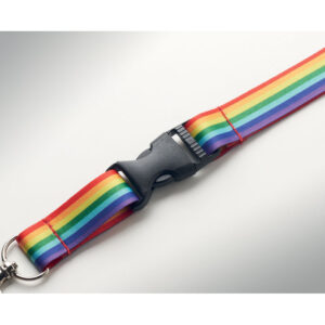 Lanyard en RPET arc-en-ciel avec crochet en métal