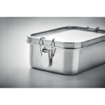 Lunchbox en acier inoxydable avec de solides boucles latérales assurant une parfaite fermeture. Capacité 750 ml.-Argent mat-8719941049451-6