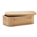 Lunch box en bambou avec séparateur amovible et sangle élastique en nylon. Ne peut contenir que des aliments secs. Capacité : 1L.-Bois-8719941055186-3