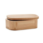 Lunch box en bambou avec séparateur amovible et sangle élastique en nylon.  Ne peut contenir que des aliments secs. Capacité : 650 ml.-Bois-8719941055179-3