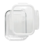 Lunchbox en verre borosilicaté avec couvercle d'étanchéité en PP. Convient aux micro-ondes. Contenance 900 ml.-Transparent-8719941049109-3