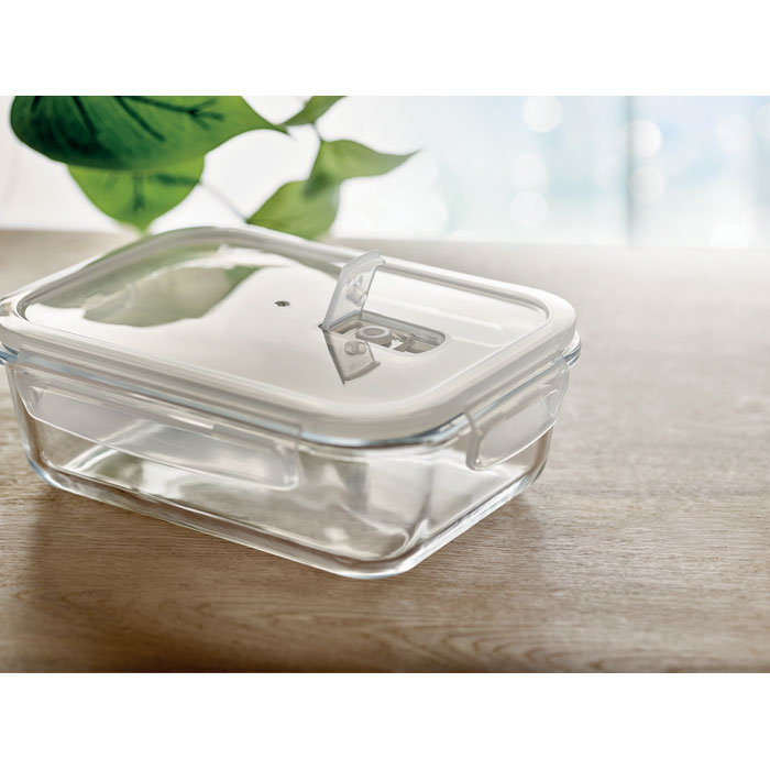 Lunchbox en verre borosilicaté avec couvercle d'étanchéité en PP. Convient aux micro-ondes. Contenance 900 ml.-Transparent-8719941049109-4