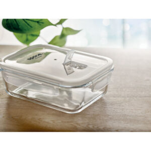 Lunchbox en verre borosilicaté avec couvercle d'étanchéité en PP. Convient aux micro-ondes. Contenance 900 ml.-Transparent-8719941049109-5