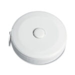 Mètre-ruban 1 m en ABS. Forme arrondie. Bouton poussoir d'actionnement.-Blanc-8719941020733-1