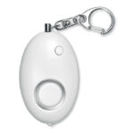 Mini alarme personnelle en ABS qui  s'active en tirant la goupille attachée au porte-clés. Comprend une lumière blanche LED. 3 piles AG13 incluses.-Blanc-8719941007321