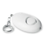 Mini alarme personnelle en ABS qui  s'active en tirant la goupille attachée au porte-clés. Comprend une lumière blanche LED. 3 piles AG13 incluses.-Blanc-8719941007321-2