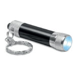 Mini lampe torche en aluminium avec 1 Led et porte-clés. 4  piles LR44 incluses.-Noir-8719941006133-1