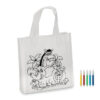 Mini sac shopping à  colorier non tissé 80g/m² et feutres.-Blanc-8719941027770