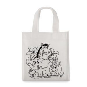 Mini sac shopping à  colorier non tissé 80g/m² et feutres.-Blanc-8719941027770-2
