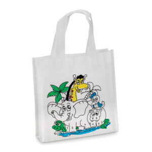 Mini sac shopping à  colorier non tissé 80g/m² et feutres.-Blanc-8719941027770-5