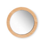 Miroir de poche simple face en bambou arrondi. Présenté dans une pochette à  cordon en coton.-Bois-8719941055612-2