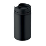 Mug anti fuite à  double paroi en acier inoxydable. Intérieur PP. Contenance 250 ml. Anti fuite.-Noir-8719941004610