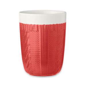 Tasse en céramique au design tricot.  Contenance:: 310 ml. Présenté dans une boîte individuelle.-Rouge-8719941054332-2