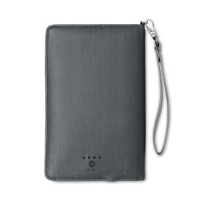 Organisateur en PU et powerbank de 4000 mAh avec sortie DC5V / 1. Compatible smartphone et tablette. Comprend une prise micro USB intégrée et un câble micro USB. Dispose de 4 LED bleues sur l'avant.-Gris-8719941007444-2