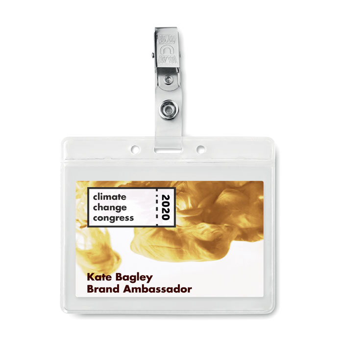 Porte badge en PVC avec clip en métal.-Transparent-8719941041370-5
