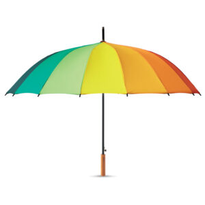 Parapluie arc-en-ciel à  ouverture automatique de 27 pouces en pongé 190T avec mât en bois