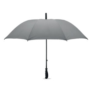 Parapluie 23" tempête ouverture manuelle en polyester hautement réfléchissant avec mât et baleines en fibre de verre. Embouts en plastique noir. Poignée caoutchoutée noire.-Argent mat-8719941050365