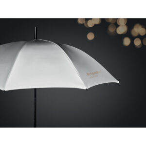 Parapluie 23" tempête ouverture manuelle en polyester hautement réfléchissant avec mât et baleines en fibre de verre. Embouts en plastique noir. Poignée caoutchoutée noire.-Argent mat-8719941050365-5