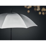 Parapluie 23" tempête ouverture manuelle en polyester hautement réfléchissant avec mât et baleines en fibre de verre. Embouts en plastique noir. Poignée caoutchoutée noire.-Argent mat-8719941050365-6