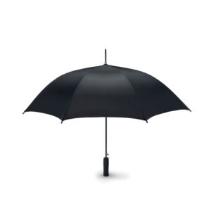 Parapluie ouverture auto en pongé 190T avec mât et baleines en métal plaqué noir. Embouts en plastique noir. Poignée en EVA noir. Fermeture manuelle.-Noir-8719941025677