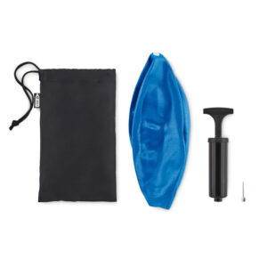Petit ballon d'exercice en PVC pour Pilates ou yoga dans une pochette RPET avec pompe manuelle. Gonflé: à22cm-Bleu-8719941054615-2