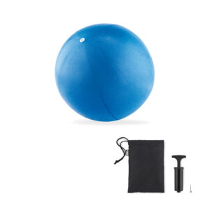 Petit ballon d'exercice en PVC pour Pilates ou yoga dans une pochette RPET avec pompe manuelle. Gonflé: à22cm-Bleu-8719941054615