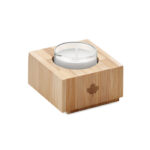 Porte-bougie en bambou avec bougie chauffe plat incluse.-Bois-8719941054325-5