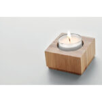 Porte-bougie en bambou avec bougie chauffe plat incluse.-Bois-8719941054325-6