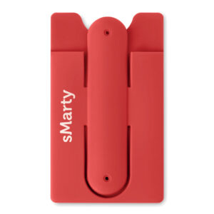 Porte-carte en silicone avec bande 3M pour le fixer à  l'arrière du smartphone. Il possède une fonctionnalité de support à  pression que vous pouvez également utiliser comme support de câble.-Rouge-8719941042490-5