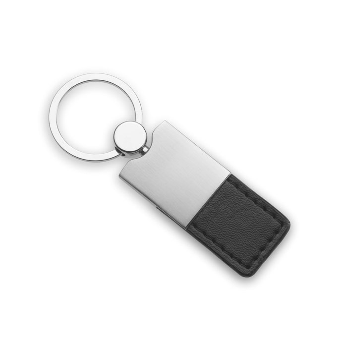 Porte-clés avec bande PU et en alliage de zinc.-Noir-8719941002326