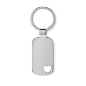 Porte-clés en métal avec détail coeur dans un coin. Présenté dans une boîte.-Argent mat-8719941006638