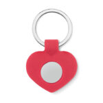 Porte clés coeur en silicone avec jeton en métal.-Rouge-8719941032095