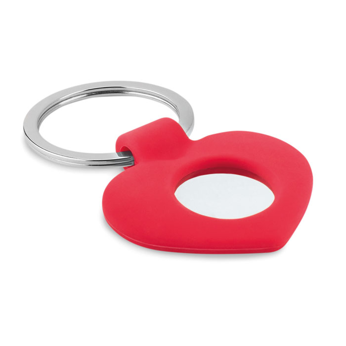 Porte clés coeur en silicone avec jeton en métal.-Rouge-8719941032095-2