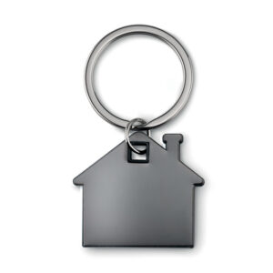 Porte-clés en forme de maison en inox et ABS.-Noir-8719941027022-1
