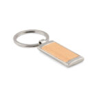 Porte-clés en bois de forme rectangulaire avec des pièces en alliage de zinc.-Bois-8719941046863-1