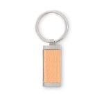 Porte-clés en bois de forme rectangulaire avec des pièces en alliage de zinc.-Bois-8719941046863