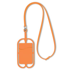 Tour de cou en silicone pour smartphone et porte carte.-Orange-8719941027435-1