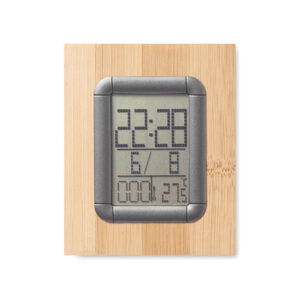 réveil et thermomètre. 2 piles incluses.-Bois-8719941053854-1
